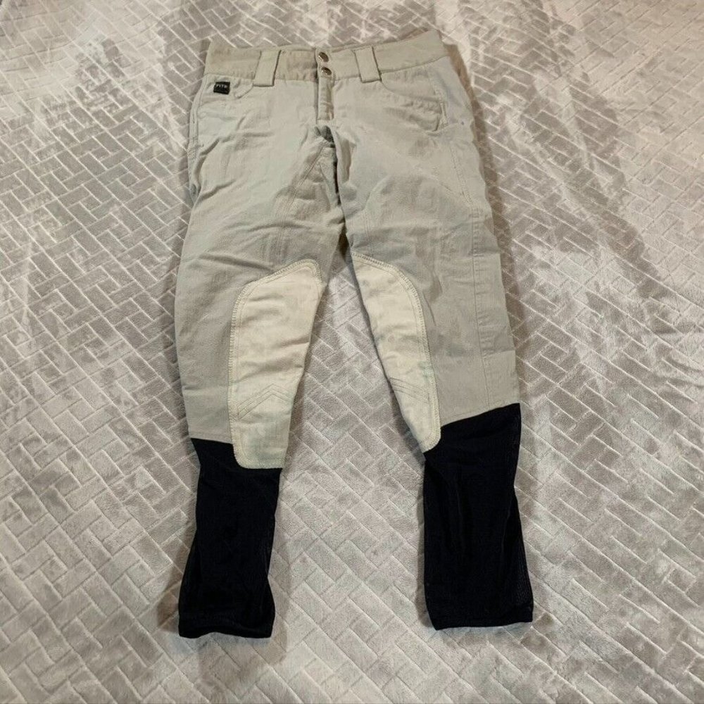 Fits Horse Back Riding Pants Womens Medium Beige Mid Rise Equestrian Sport